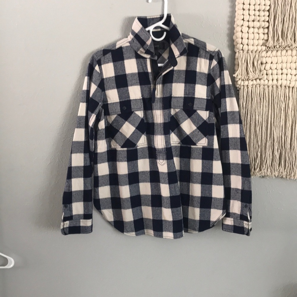 J. Crew buffalo check 1/4 zip jacket shirt
